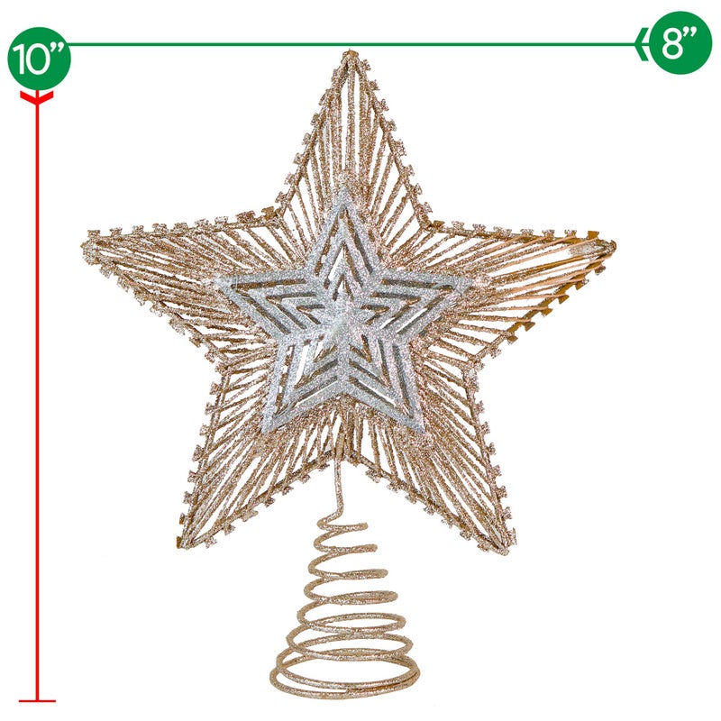 Ornativity Christmas Glitter Star Tree Topper - Rose Gold and Silver Bethlehem Star Sparkle Toppers Xmas Holiday Trees Top Decor Ornament 10" - Image 5